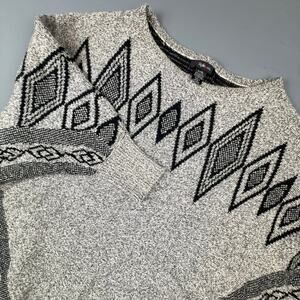 Style & Co Boho Geometric Fringe Poncho Sweater